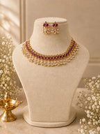 Nila Ruby Pearl Necklace Set