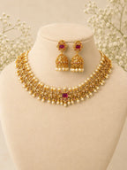 Padmika Ruby Pearl Necklace Set