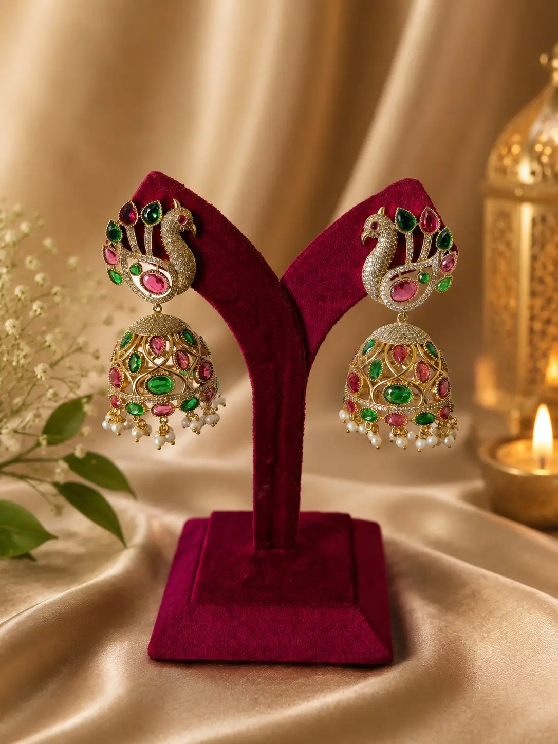 Peacock Royal Statement Jhumkas