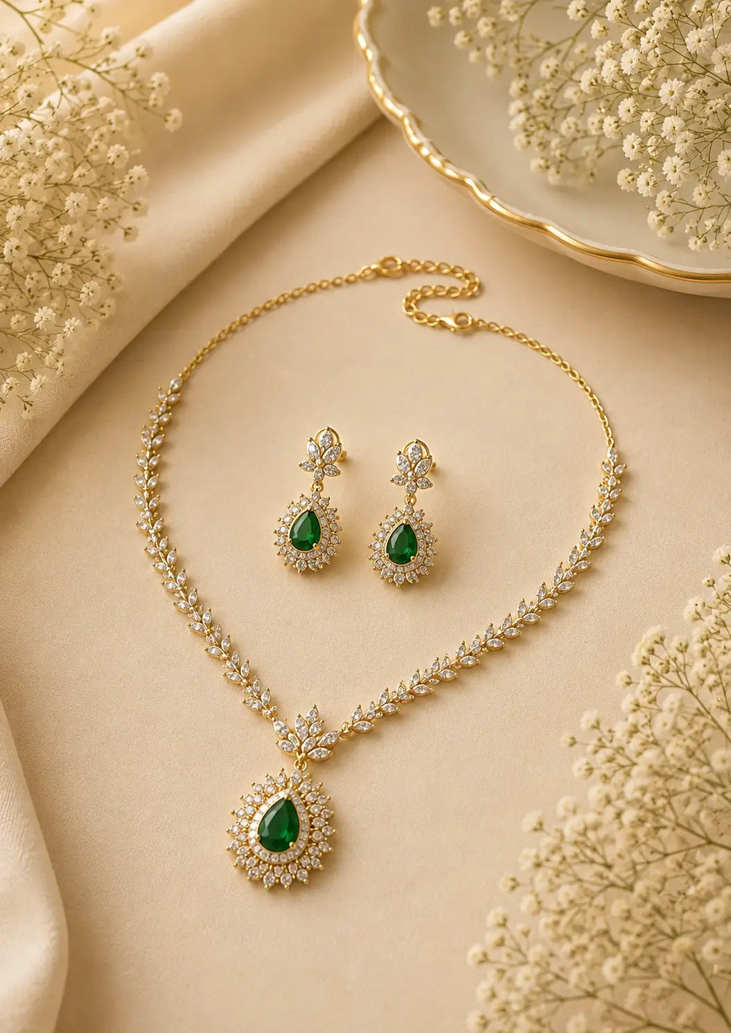 Eterna Emerald AD Necklace Set