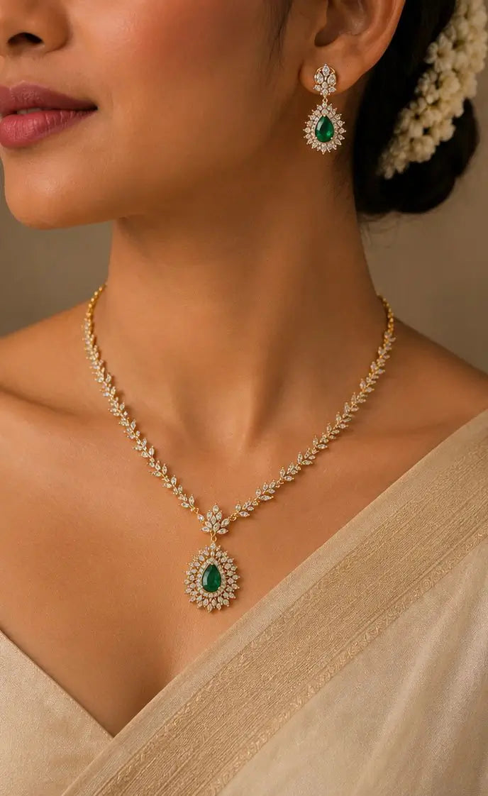 Eterna Emerald AD Necklace Set