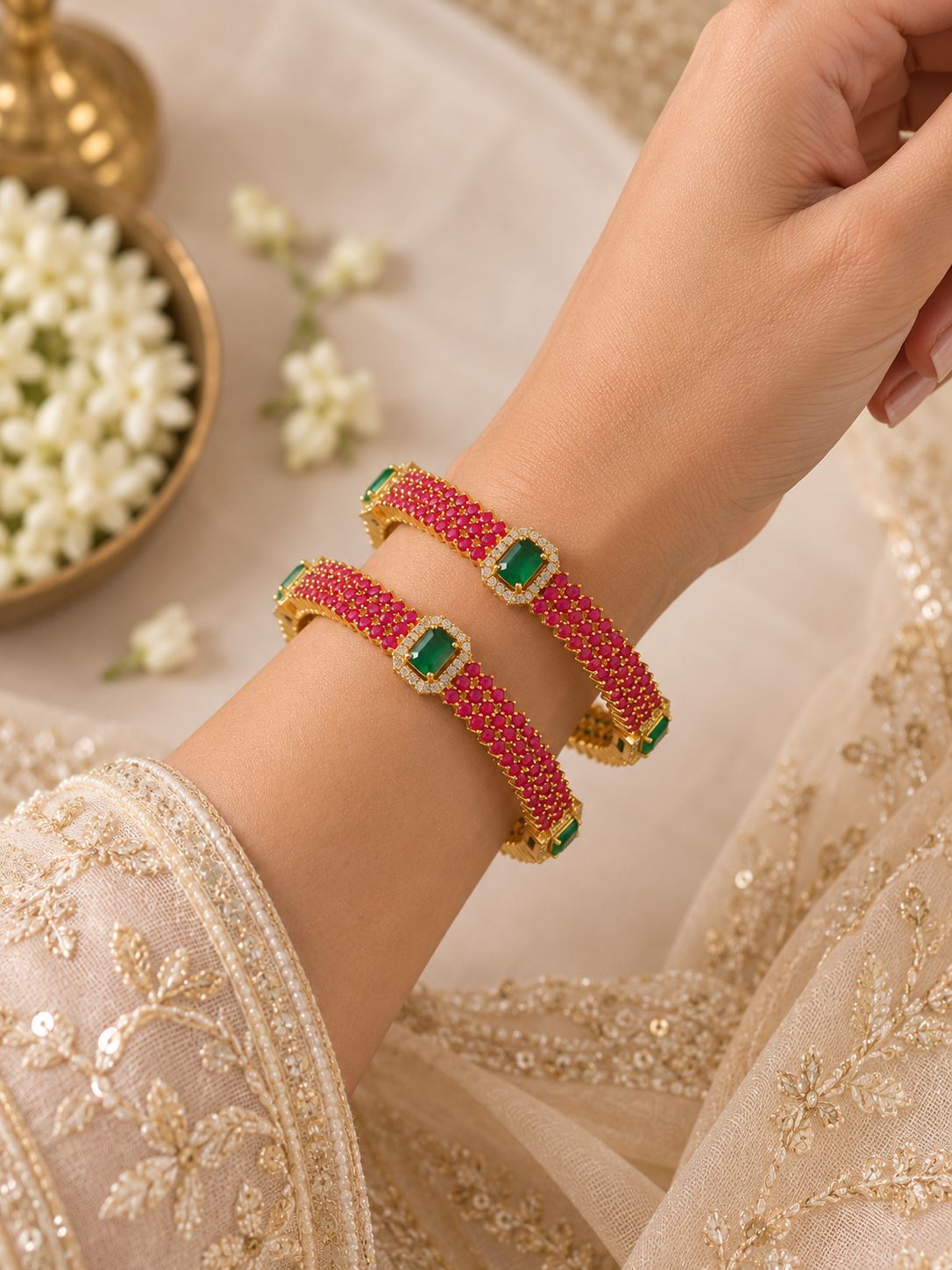 Royal Ruby AD Bangles (Set of 2)